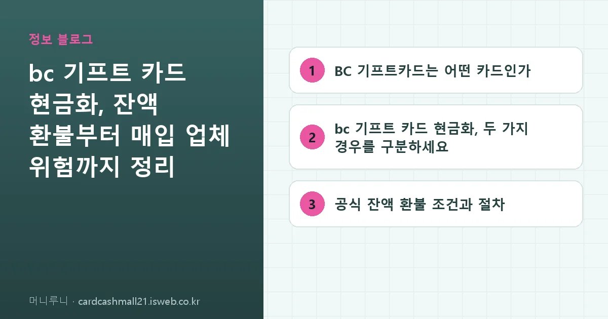 bc 기프트 카드 현금화 핵심 내용 요약