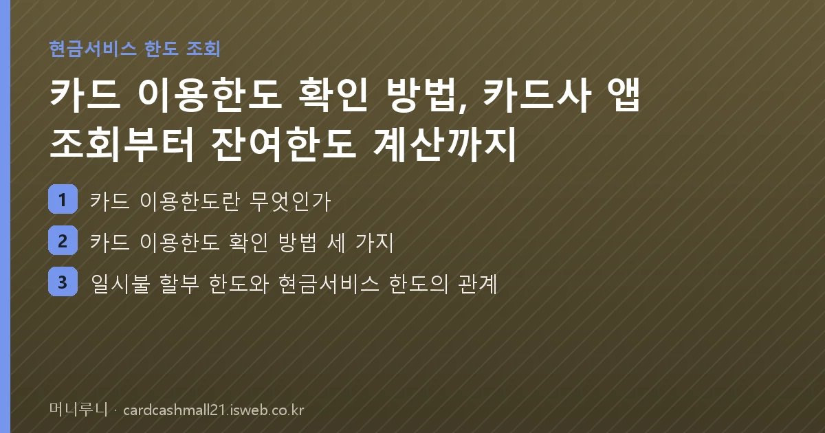 카드 이용한도 확인 방법 핵심 내용 요약