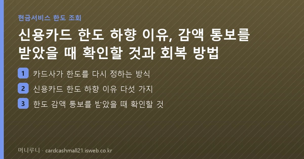 신용카드 한도 하향 이유 핵심 내용 요약